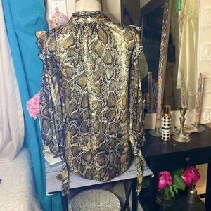Zara | Tops | Zara Nwtruffle Tie Silk Feel Python Print Blouse | Poshmark
